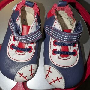 Robeez Navy and Red Baseball Baby Shoes